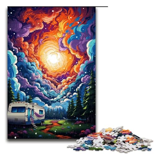 1000 teiliges Puzzle für Erwachsene buntes Auto bei Nacht Puzzle für Lernspiele Herausforderung Spielzeug Kunstwerk Geschenk 75 x 50 cm von zouxangzz