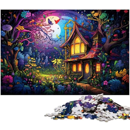 1000 teiliges Puzzle für Erwachsene buntes Blumenhaus Puzzle für Erwachsene und Kinder Holzpuzzle tolles Geschenk 1000 Teile (75 x 50 cm) von zouxangzz