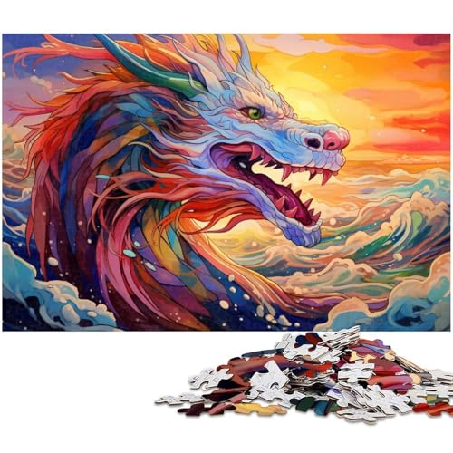 1000 teiliges Puzzle für Erwachsene buntes Drachen Puzzle Holzpuzzle Lernspielzeug 1000 Teile (75 x 50 cm) von zouxangzz