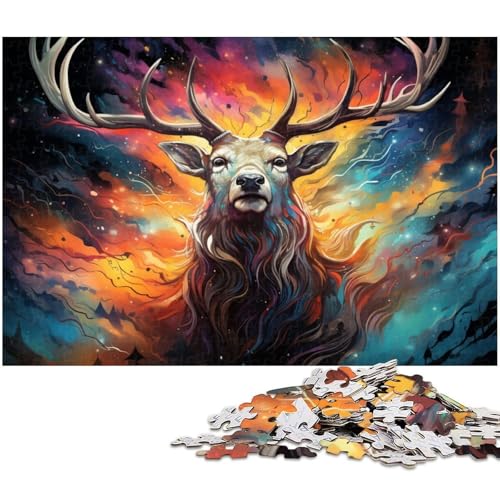 1000 teiliges Puzzle für Erwachsene buntes Elchgemälde lustiges Familienpuzzle mit passendem Poster und Quizblatt 1000 Teile (38 x 26 cm) von zouxangzz