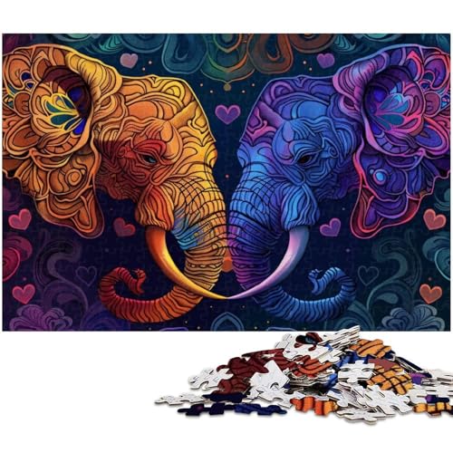 1000 teiliges Puzzle für Erwachsene buntes Elefantenspielzeug Denkspiel anspruchsvolles Puzzlespiel und Familienspiel (Größe 38 x 26 cm) von zouxangzz