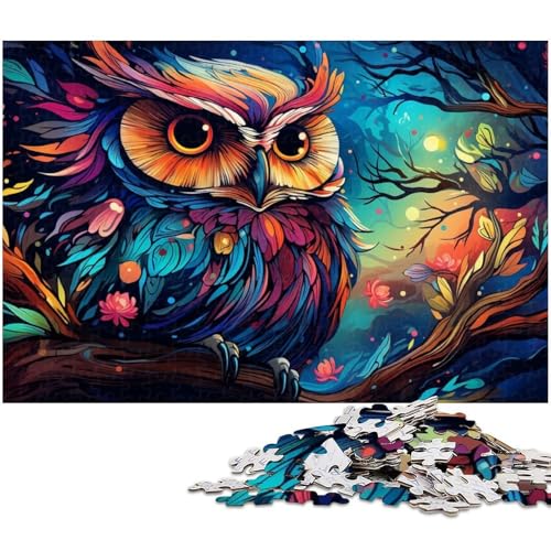 1000 teiliges Puzzle für Erwachsene buntes Eulen Puzzle für Lernspiele Herausforderung Spielzeug Kunstwerk Geschenk 1000 Teile (38 x 26 cm) von zouxangzz