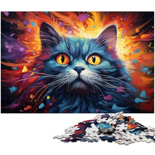 1000 teiliges Puzzle für Erwachsene buntes Fantasie Katzen Puzzle für Lernspiele Herausforderung Spielzeug Kunstwerk Geschenk 1000 Stück (75 x 50 cm) von zouxangzz
