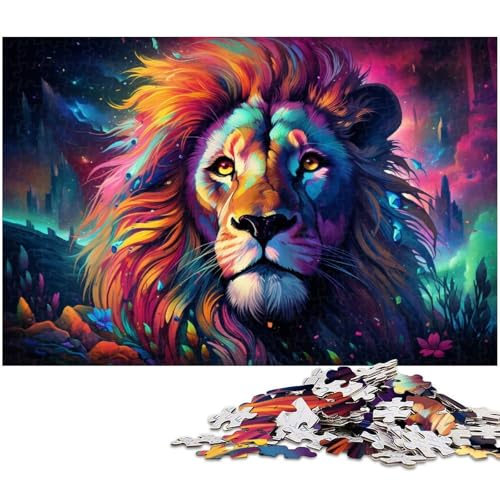 1000 teiliges Puzzle für Erwachsene buntes Fantasy Löwen Puzzle für Kinder Holzpuzzle Lernspiel für Erwachsene 1000 Teile (75 x 50 cm) von zouxangzz