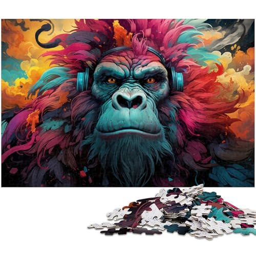 1000 teiliges Puzzle für Erwachsene buntes Gorilla Puzzle für Kinder Holzpuzzle Lernspiel für Erwachsene (Größe 75 x 50 cm) von zouxangzz