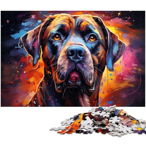 1000 teiliges Puzzle für Erwachsene buntes Hundegemälde Holzpuzzle Lernspielzeug 1000 Teile (75 x 50 cm) von zouxangzz