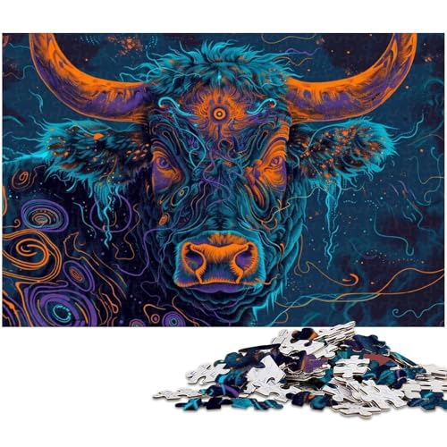1000 teiliges Puzzle für Erwachsene buntes Kuh Puzzle Kunstwerk für Teenager ab 14 Jahren (Größe 38 x 26 cm) von zouxangzz