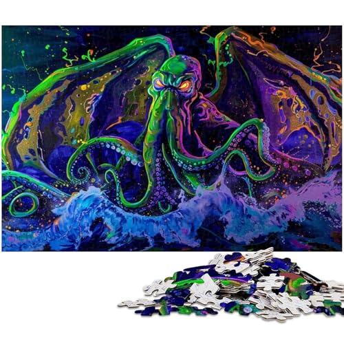 1000 teiliges Puzzle für Erwachsene buntes Oktopus Puzzle für Lernspiele Herausforderung Spielzeug Kunstwerk Geschenk (Größe 38 x 26 cm) von zouxangzz
