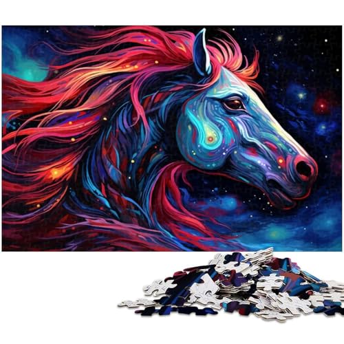 1000 teiliges Puzzle für Erwachsene buntes Pferd EIN Kunstwerk für Teenager ab 14 Jahren 1000 Teile (75 x 50 cm) von zouxangzz
