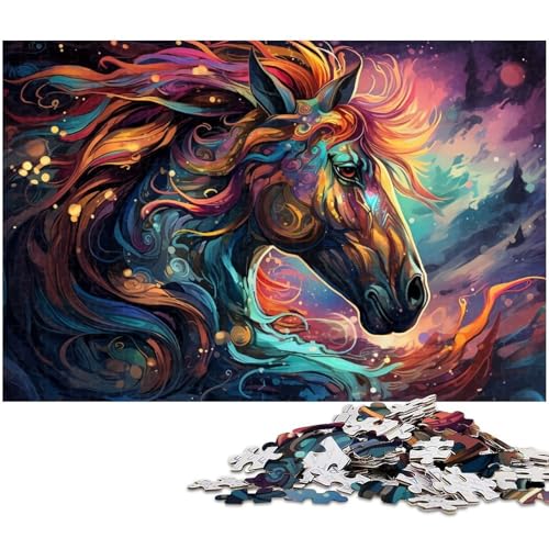 1000 teiliges Puzzle für Erwachsene buntes Pferde Puzzle Holzpuzzle Lernspielzeug 1000 Teile (75 x 50 cm) von zouxangzz