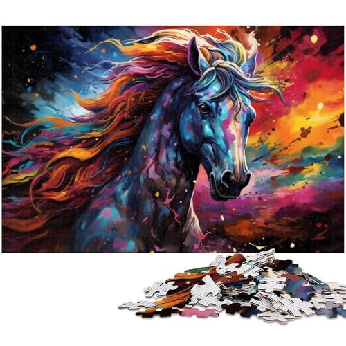 1000 teiliges Puzzle für Erwachsene buntes Pferde Puzzle Kunstwerk für Teenager ab 14 Jahren 1000 Teile (75 x 50 cm) von zouxangzz