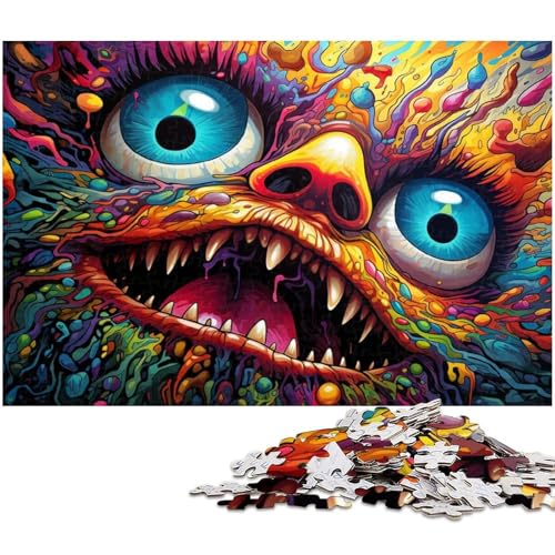 1000 teiliges Puzzle für Erwachsene buntes Synthwave Monster Puzzle für Kinder Papierpuzzle Lernspiel für Erwachsene 1000 Teile (38 x 26 cm) von zouxangzz