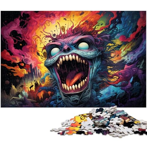 1000 teiliges Puzzle für Erwachsene buntes Teufelspuzzle Holzpuzzle Lernspielzeug 1000 Teile (75 x 50 cm) von zouxangzz