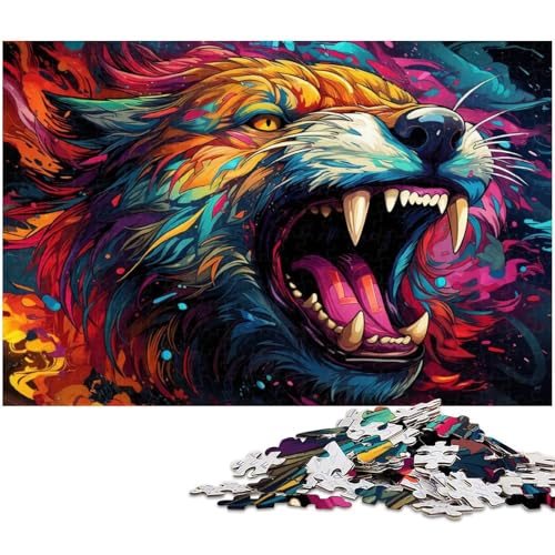 1000 teiliges Puzzle für Erwachsene buntes Tiger Puzzle für Kinder Papierpuzzle Lernspiel für Erwachsene 1000 Teile (38 x 26 cm) von zouxangzz