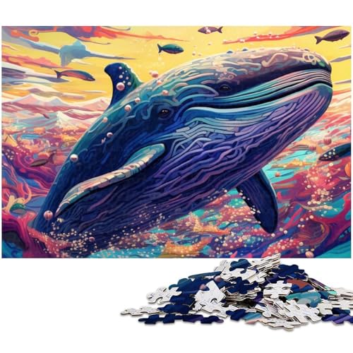 1000 teiliges Puzzle für Erwachsene buntes Wal Puzzle für Kinder Papierpuzzle Lernspiel für Erwachsene (Größe 38 x 26 cm) von zouxangzz