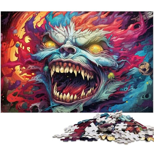1000 teiliges Puzzle für Erwachsene buntes böses Monster Puzzle für Kinder Papierpuzzle Lernspiel für Erwachsene 1000 Teile (38 x 26 cm) von zouxangzz