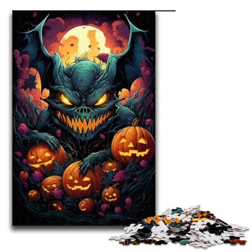 1000 teiliges Puzzle für Erwachsene buntes psychedelisches Fledermaus und Kürbis Puzzle für Lernspiele Herausforderung Spielzeug Kunstwerk Geschenk 75 x 50 cm von zouxangzz