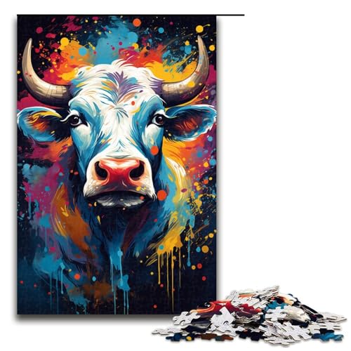 1000 teiliges Puzzle für Erwachsene buntes psychedelisches Kuh Puzzle für Lernspiele Herausforderung Spielzeug Kunstwerk Geschenk 75 x 50 cm von zouxangzz