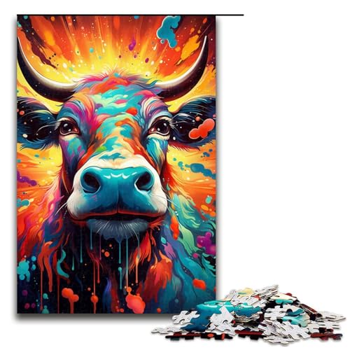 1000 teiliges Puzzle für Erwachsene buntes psychedelisches Kuh Puzzle für Lernspiele Herausforderung Spielzeug Kunstwerk Geschenk 75 x 50 cm von zouxangzz