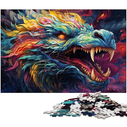 1000 teiliges Puzzle für Erwachsene buntes psychedelisches chinesisches Drachenpuzzle für Kinder Holzpuzzle Lernspiel für Erwachsene 1000 Teile (75 x 50 cm) von zouxangzz