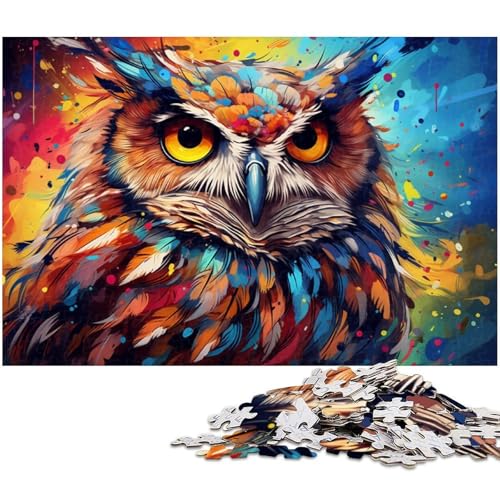 1000 teiliges Puzzle für Erwachsene buntes süßes Eulen Kunstpuzzle für Kinder Holzpuzzle Lernspiel für Erwachsene 1000 Teile (75 x 50 cm) von zouxangzz