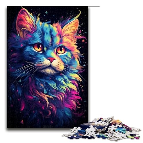 1000 teiliges Puzzle für Erwachsene buntes süßes Kätzchen Puzzle für Lernspiele Herausforderung Spielzeug Kunstwerk Geschenk 75 x 50 cm von zouxangzz
