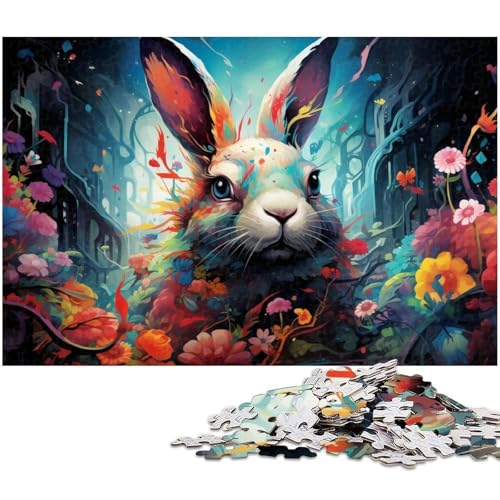 1000 teiliges Puzzle für Erwachsene buntes süßes Kaninchen Puzzle für Kinder Papierpuzzle Lernspiel für Erwachsene 1000 Teile (38 x 26 cm) von zouxangzz
