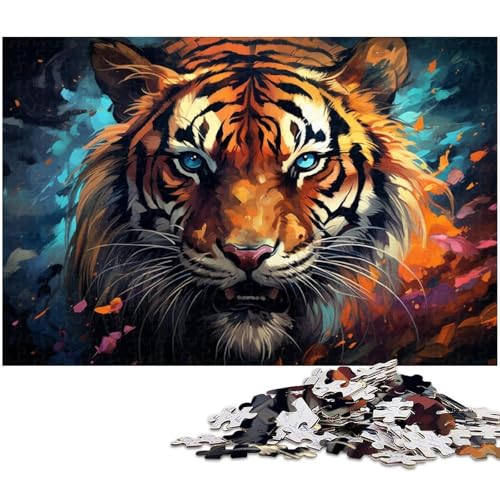 1000 teiliges Puzzle für Erwachsene buntes wütendes Tiger Puzzle für Kinder Papierpuzzle Lernspiel für Erwachsene 1000 Teile (38 x 26 cm) von zouxangzz