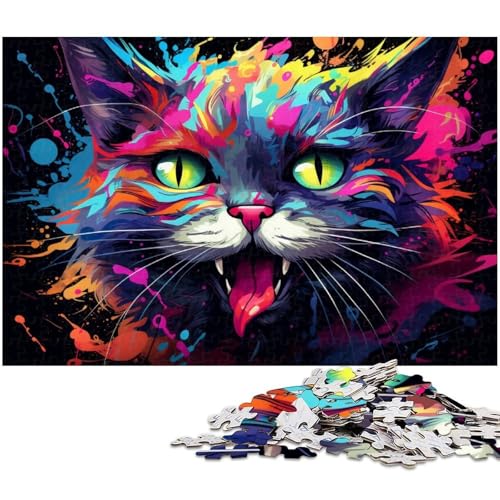 1000 teiliges Puzzle für Erwachsene eine wütende Katze Puzzle aus Holz Lernspielzeug 1000 Teile (75 x 50 cm) von zouxangzz