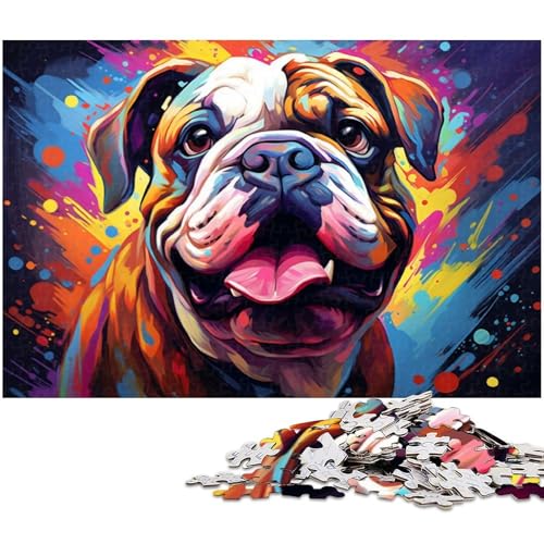 1000 teiliges Puzzle für Erwachsene farbenfroh psychedelisch von Psychedelic Bulldog Toy Denkspiel anspruchsvolles Puzzlespiel und Familienspiel 1000 Teile (38 x 26 cm) von zouxangzz
