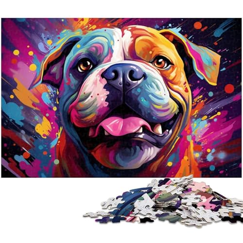 1000 teiliges Puzzle für Erwachsene farbenfroh psychedelisch von Psychedelic Bulldog Toy Denkspiel anspruchsvolles Puzzlespiel und Familienspiel 1000 Teile (38 x 26 cm) von zouxangzz