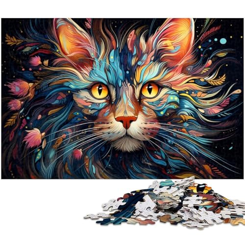 1000 teiliges Puzzle für Erwachsene farbenfroh schöne Katze mit Sternenhimmel Lernspiel Herausforderung Spielzeug Kunstwerk Geschenk 1000 Teile (75 x 50 cm) von zouxangzz