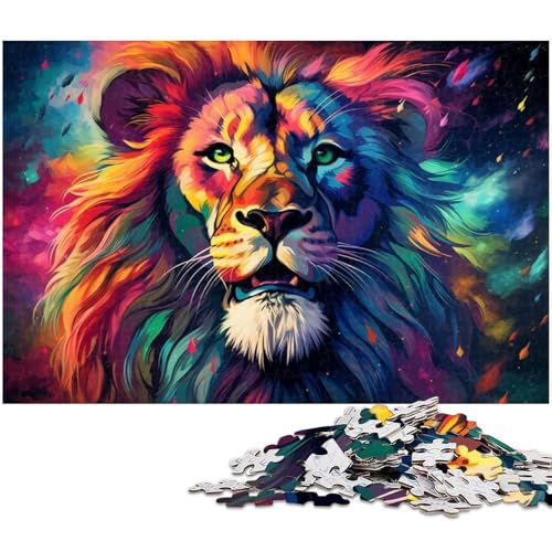 1000 teiliges Puzzle für Erwachsene farbenfroh schöner Sternenhimmel Löwe Puzzle aus Holz Lernspielzeug 1000 Teile (75 x 50 cm) von zouxangzz