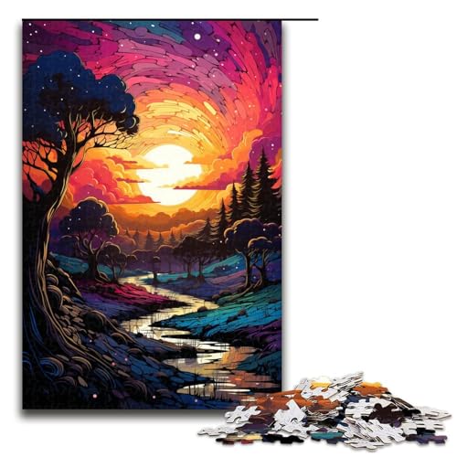 1000 teiliges Puzzle für Erwachsene farbenfrohe Fantasie Sonnenuntergangslandschaft Kunst Puzzle für Lernspiele Herausforderung Spielzeug Kunstwerk Geschenk 75 x 50 cm von zouxangzz