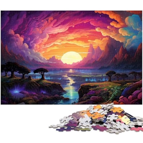 1000 teiliges Puzzle für Erwachsene farbenfrohe Fantasie Sonnenuntergangslandschaft Puzzle für Lernspiele Herausforderung Spielzeug Kunstwerk Geschenk 1000 Teile (38 x 26 cm) von zouxangzz