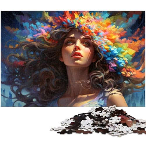 1000 teiliges Puzzle für Erwachsene farbenfrohe Fantasiefrau Puzzle für Lernspiele Herausforderung Spielzeug Kunstwerk Geschenk 1000 PCS (75 x 50 cm) von zouxangzz