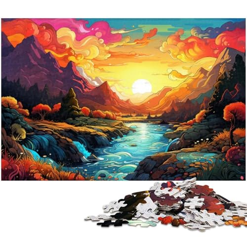 1000 teiliges Puzzle für Erwachsene farbenfrohe Fantasielandschaft Holzpuzzle Lernspielzeug 1000 Teile (75 x 50 cm) von zouxangzz