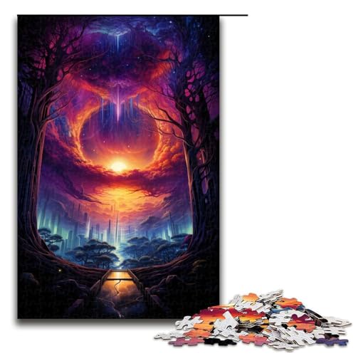 1000 teiliges Puzzle für Erwachsene farbenfrohe Fantasielandschaft Puzzle für Lernspiele Herausforderung Spielzeug Kunstwerk Geschenk 75 x 50 cm von zouxangzz