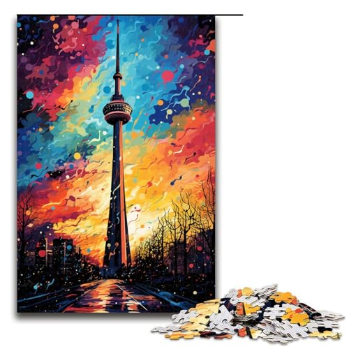 1000 teiliges Puzzle für Erwachsene farbenfrohe Gebäude Spielpuzzles ganze Familie 75 x 50 cm von zouxangzz