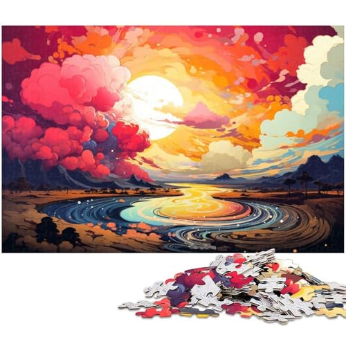 1000 teiliges Puzzle für Erwachsene farbenfrohe Illustration des Roten Flusses Puzzles für Erwachsene und Kinder Holzpuzzle tolles Geschenk 1000 Teile (75 x 50 cm) von zouxangzz