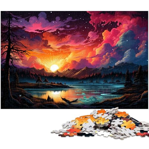 1000 teiliges Puzzle für Erwachsene farbenfrohe Kunst Landschaftsmalerei Puzzles für Erwachsene und Kinder Holzpuzzle tolles Geschenk 1000 Teile (75 x 50 cm) von zouxangzz