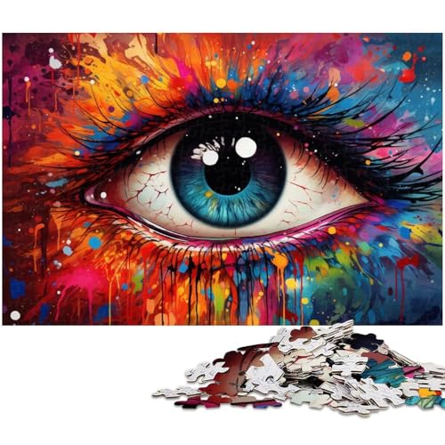 1000 teiliges Puzzle für Erwachsene farbenfrohe Kunstaugen Holzpuzzle Lernspielzeug 1000 Teile (75 x 50 cm) von zouxangzz
