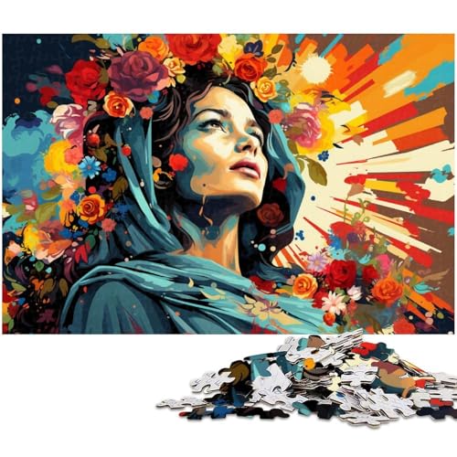 1000 teiliges Puzzle für Erwachsene farbenfrohe Kunstfrau Puzzle aus Holz Lernspielzeug 1000 Teile (75 x 50 cm) von zouxangzz