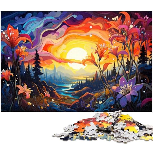 1000 teiliges Puzzle für Erwachsene farbenfrohe Landschaftskunst Puzzle Kunstwerk für Teenager ab 14 Jahren 1000 PCS (75 x 50 cm) von zouxangzz