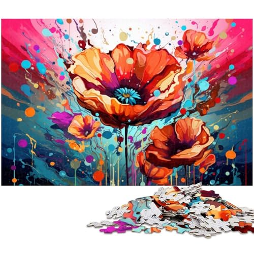 1000 teiliges Puzzle für Erwachsene farbenfrohe Mohnblumen Illustration Puzzle für Lernspiele Herausforderung Spielzeug Kunstwerk Geschenk 1000 PCS (75 x 50 cm) von zouxangzz