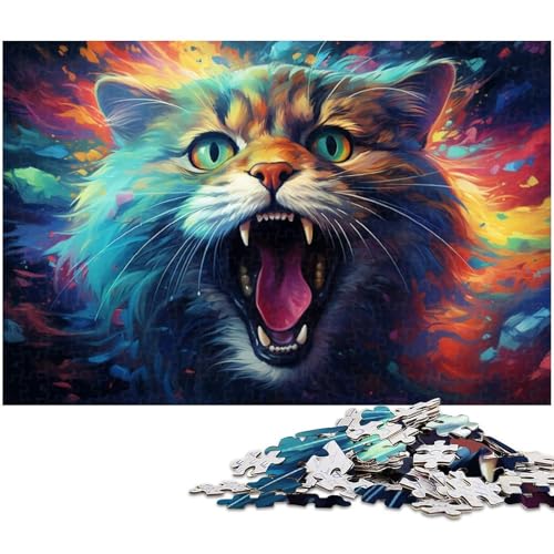 1000 teiliges Puzzle für Erwachsene farbenfrohe Planetenkatze EIN Kunstwerk für Teenager ab 14 Jahren 1000 Teile (38 x 26 cm) von zouxangzz
