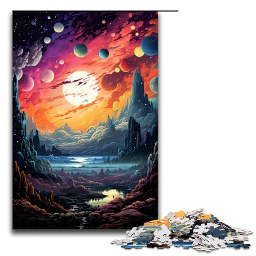 1000 teiliges Puzzle für Erwachsene farbenfrohe Planetenlandschaft Puzzle für Erwachsene Holzpuzzle anspruchsvolles Spiel 75 x 50 cm von zouxangzz
