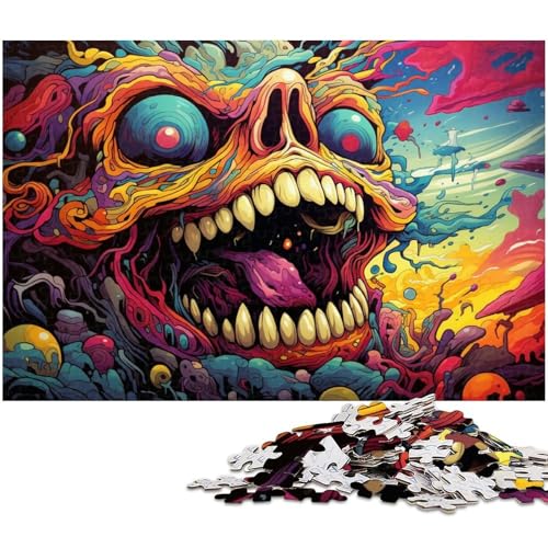 1000 teiliges Puzzle für Erwachsene farbenfrohe Psychedelia Psychedelischer Monster Puzzle aus Papier Lernspielzeug 1000 Teile (38 x 26 cm) von zouxangzz