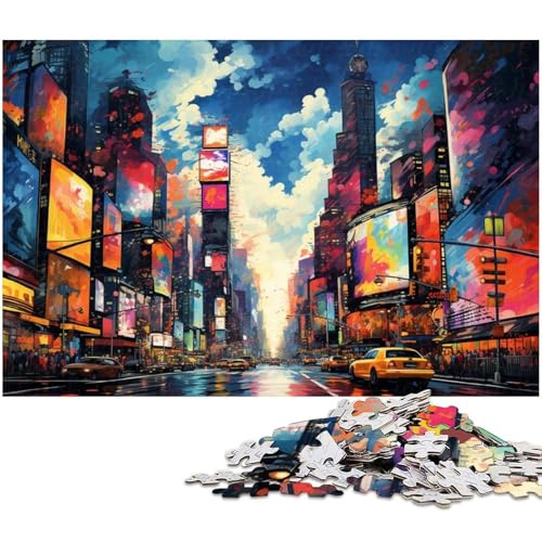 1000 teiliges Puzzle für Erwachsene farbenfrohe Psychedelia am Times Square Spielzeug Denkspiel anspruchsvolles Puzzlespiel und Familienspiel 1000 Teile (38 x 26 cm) von zouxangzz