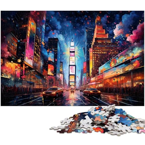 1000 teiliges Puzzle für Erwachsene farbenfrohe Psychedelia am Times Square Spielzeug Denkspiel anspruchsvolles Puzzlespiel und Familienspiel 1000 Teile (75 x 50 cm) von zouxangzz